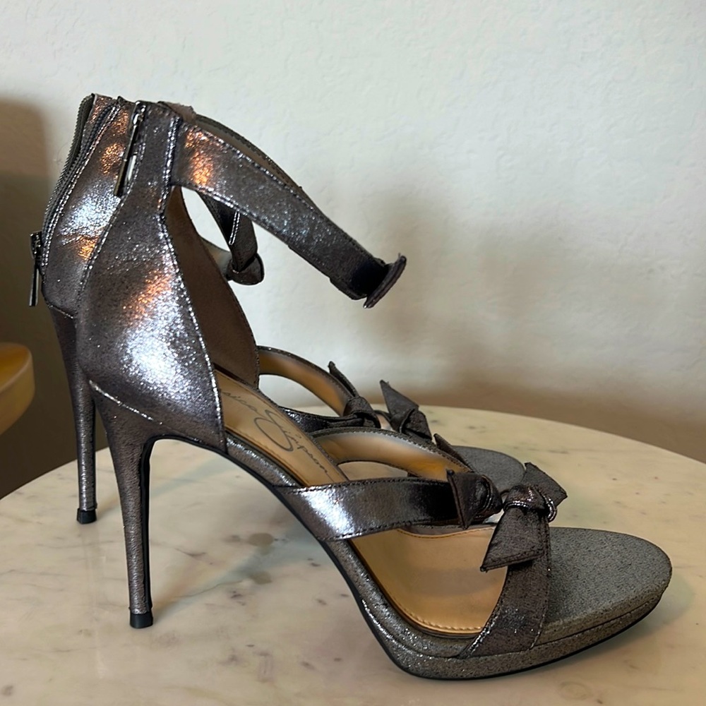 Jessica Simpson platinum stilettos